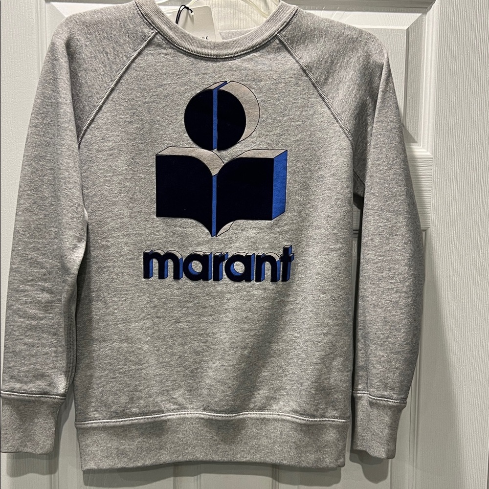 Marant Gray Sweatshirt with Blue Logo